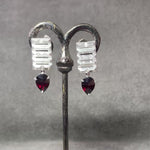 Almandine Garnet Culet Earrings in Sterling Silver