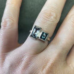 Blue Spinel Sidecar Ring - Size 6