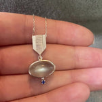 White Moonstone and Sapphire Dart Pendant