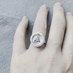 Pink Tourmaline Trilliant Trellis Ring - Size 7