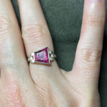 Pink Tourmaline Asymmetrical Culet Ring - Size 5.75