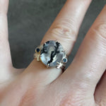 Dendritic Quartz and Sapphire Ring - Size 6.5