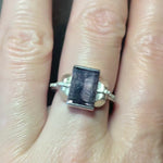 Purple Tourmaline Retro Tank Ring - Size 7.5