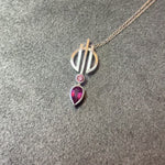 Pink Tourmaline and Zircon Linear Necklace