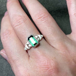 Teal Green Tourmaline Culet Ring in Sterling Silver - Size 8