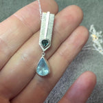 Aquamarine and Teal Tourmaline Dart Pendant