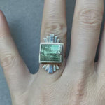 Green Beryl Deco Cocktail Ring - Size 6