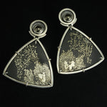 art deco pyrite slate statement earrings