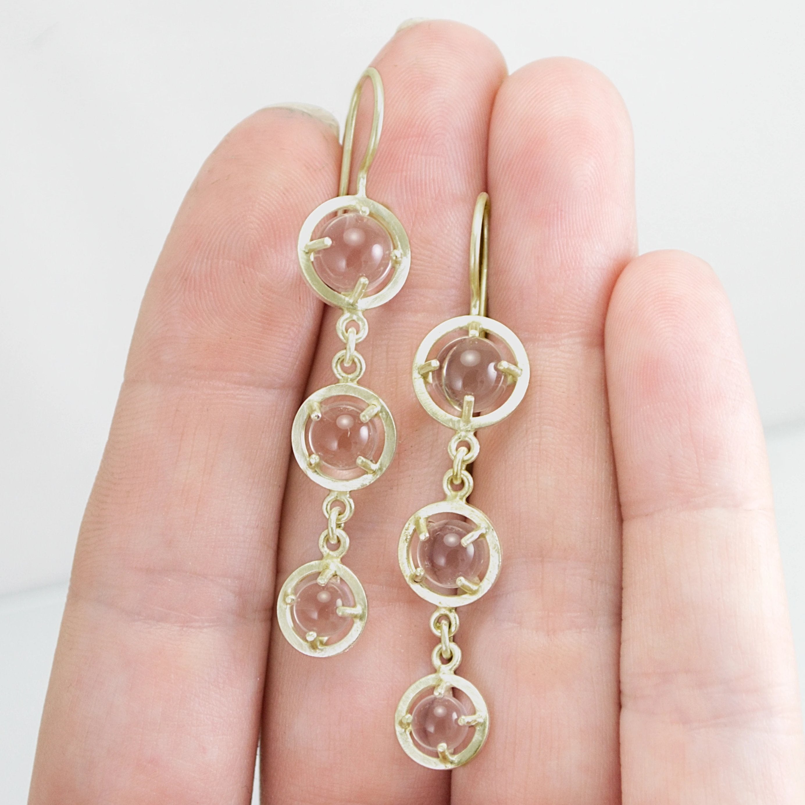 Caged 3 Sphere Chandelier Earrings - Gold