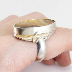 banded agate cocktail ring