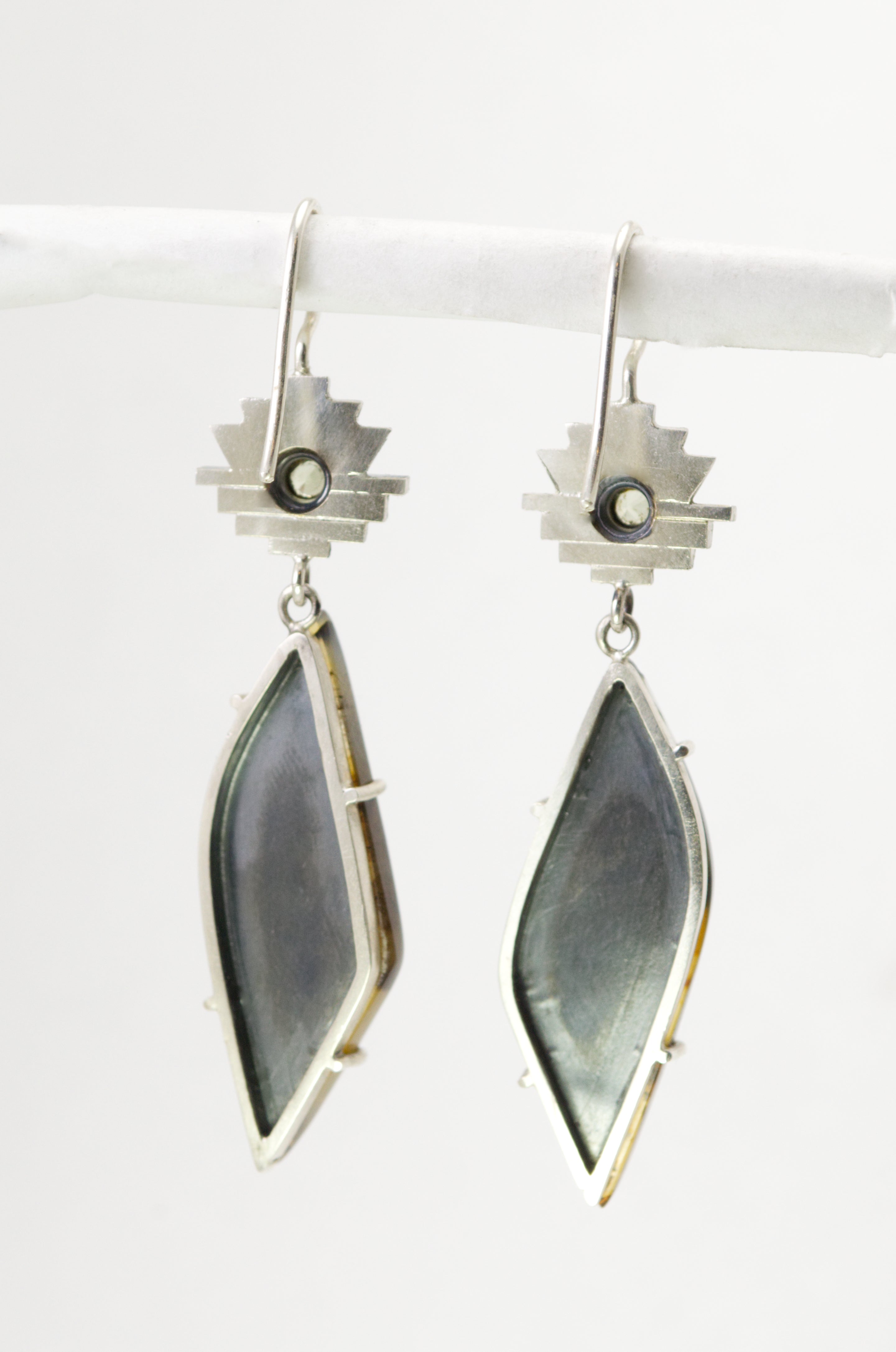 Sapphire and Montana Agate Deco Earrings