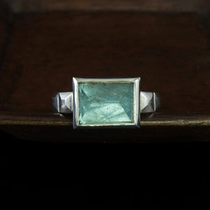 art deco sterling aquamarine ring