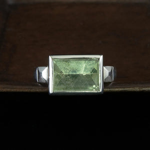 green beryl art deco sterling ring