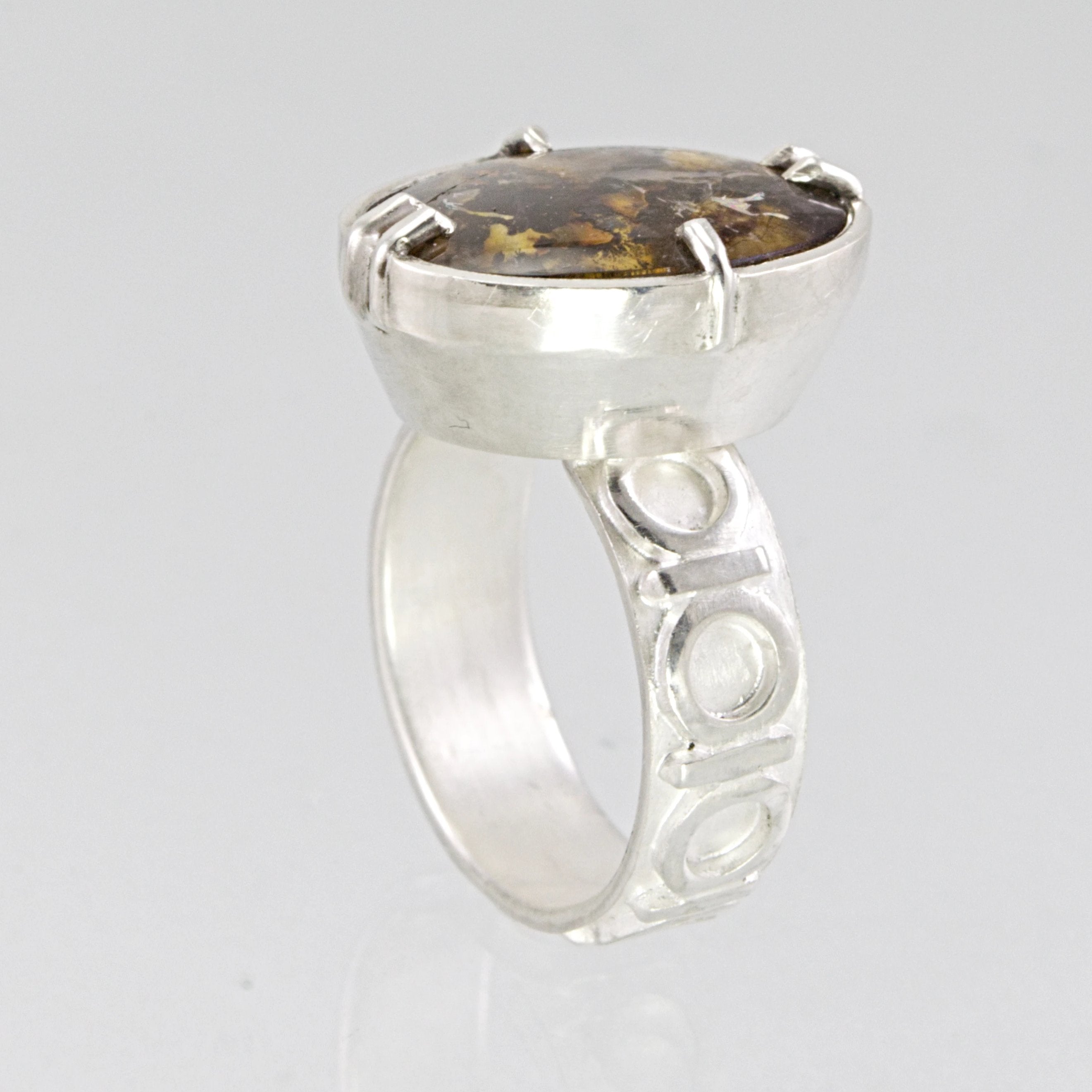 sterling silver dendritic quartz cocktail ring
