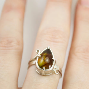 Amber and Green Tourmaline Ring - Size 7