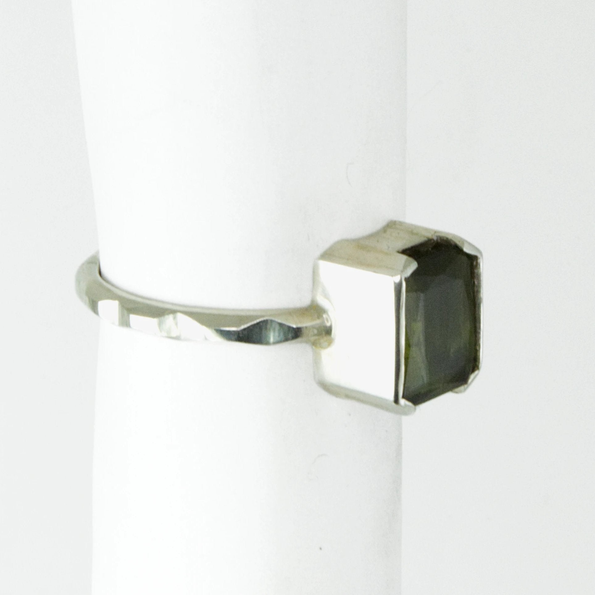 Green Tourmaline Skinny Frusta Ring - Bracket Set - Size 6.5