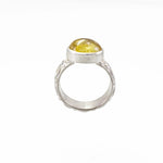 Yellow beryl Heliodor cabochon ring