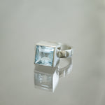 Square Aquamarine Frusta Ring - Size 6.5