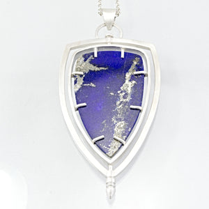 lapis lazuli kinetic art deco shield pendant