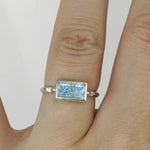 Aquamarine Horizontal Baguette Frusta Ring - Size 6.75