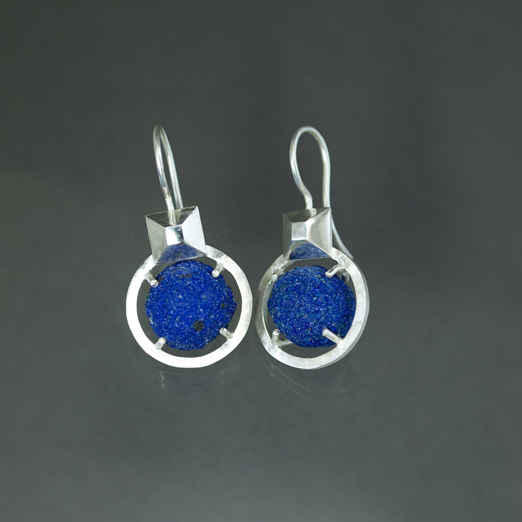 Azurite Blueberry Caged Earrings