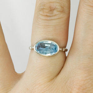 Aquamarine Oval Frusta Ring - Size 6.5
