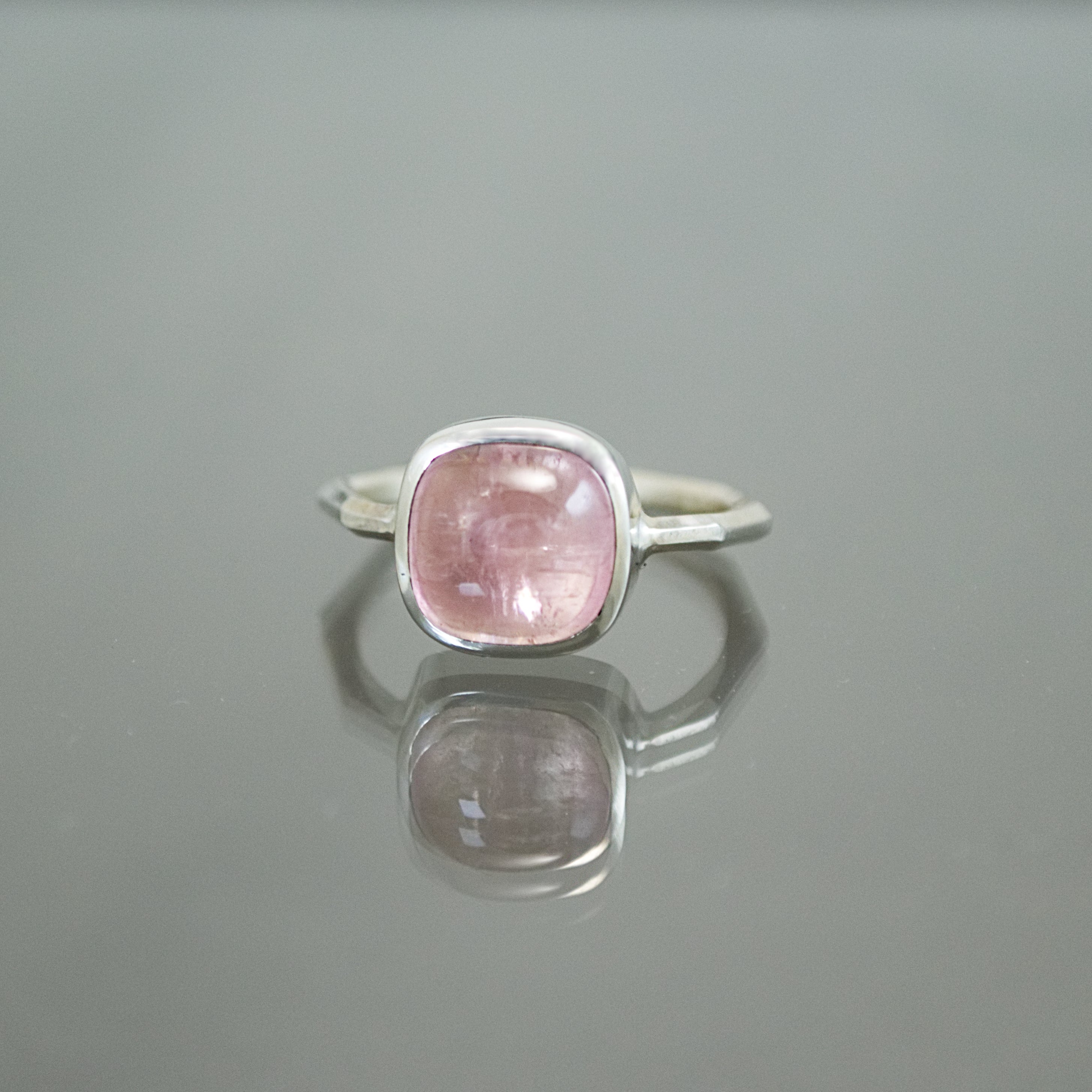Pink Tourmaline Panel Ring - Size 7