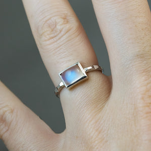 Rainbow Moonstone Frusta Ring - Size 6