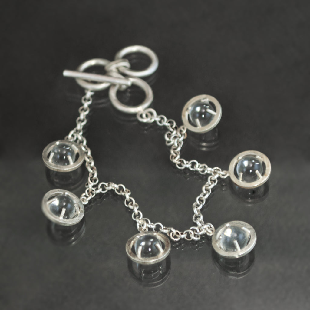 Caged Quartz Sphere Toggle Bracelet