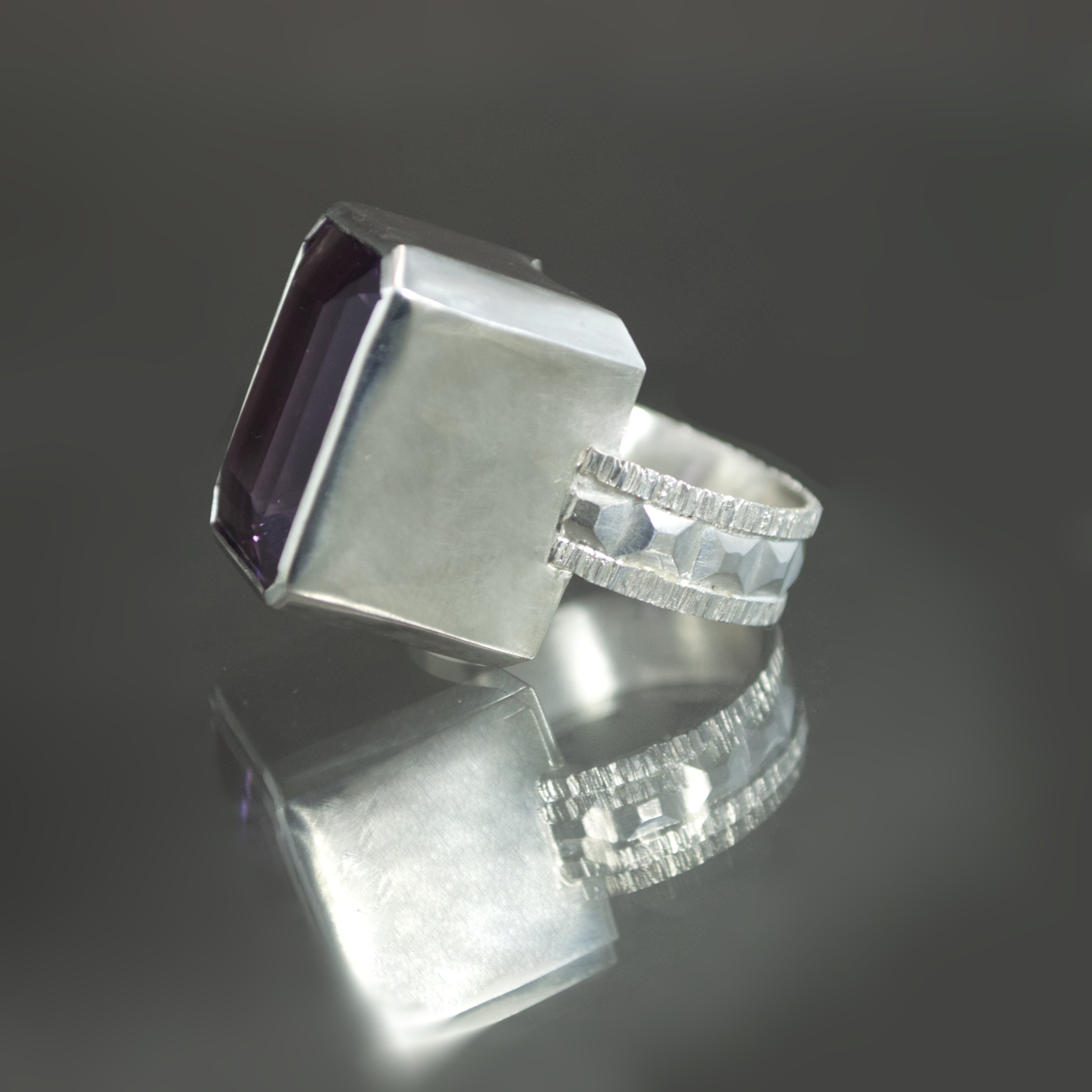 Over the Top Octagon Amethyst Cocktail Ring - Size 8