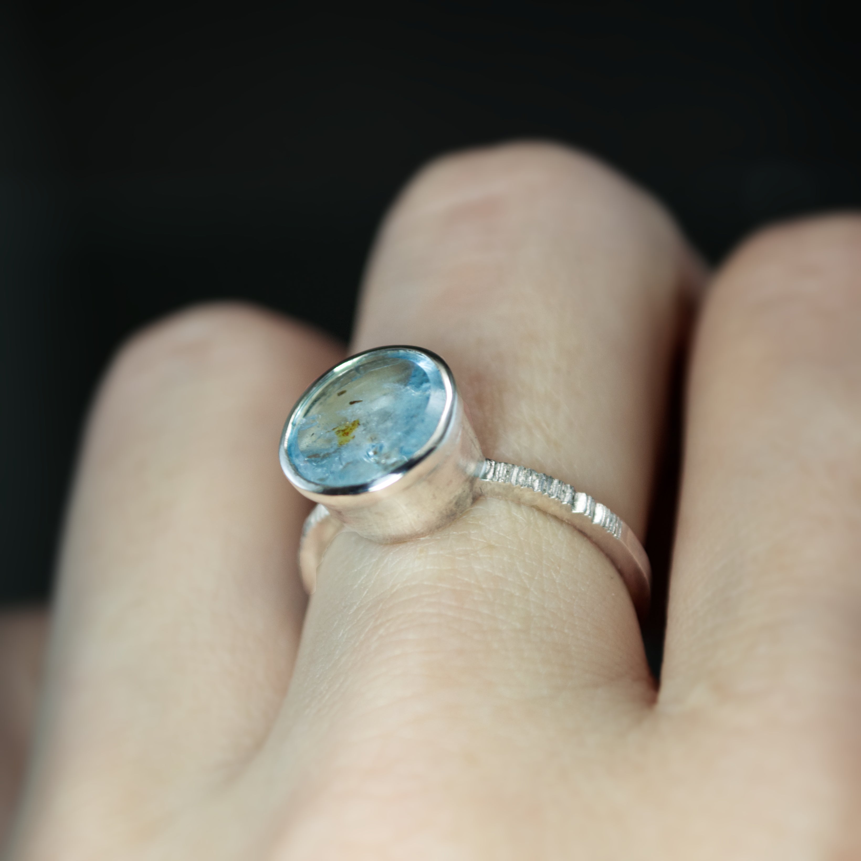 Aquamarine Coined Ring - Size 7