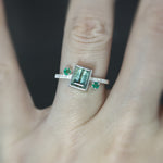 Tourmaline and Emerald Coined Ring - Size 6.75