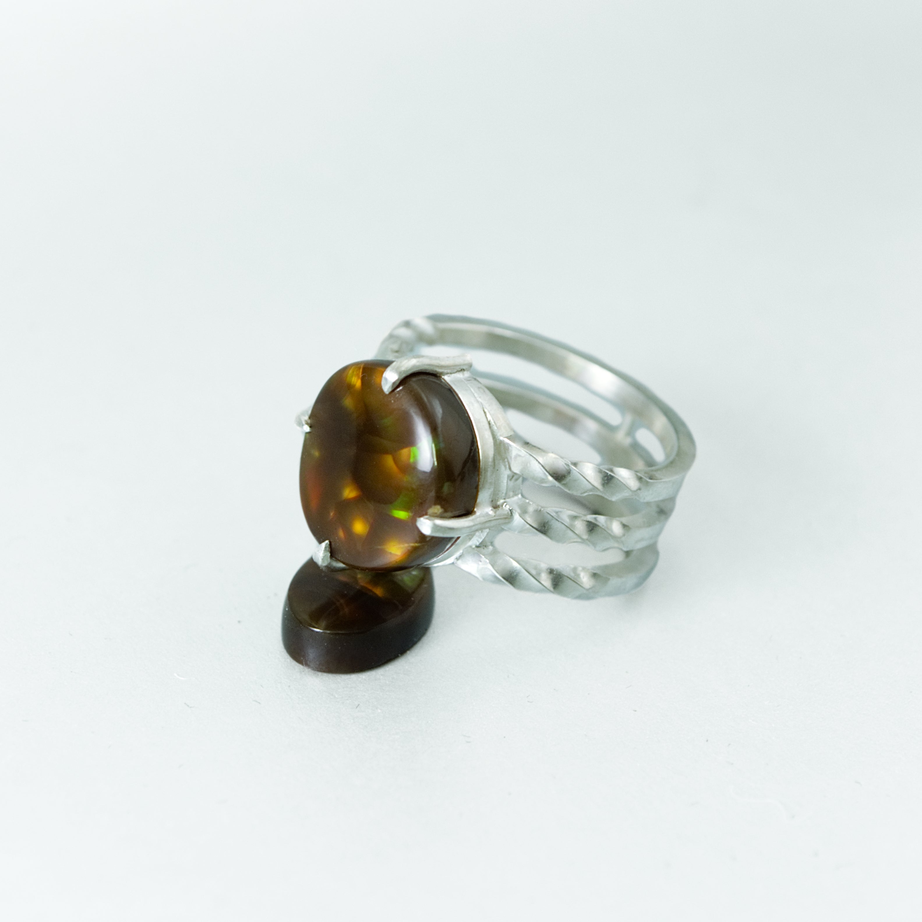 Fire Agate Twist Ring #3 -Size 6.5