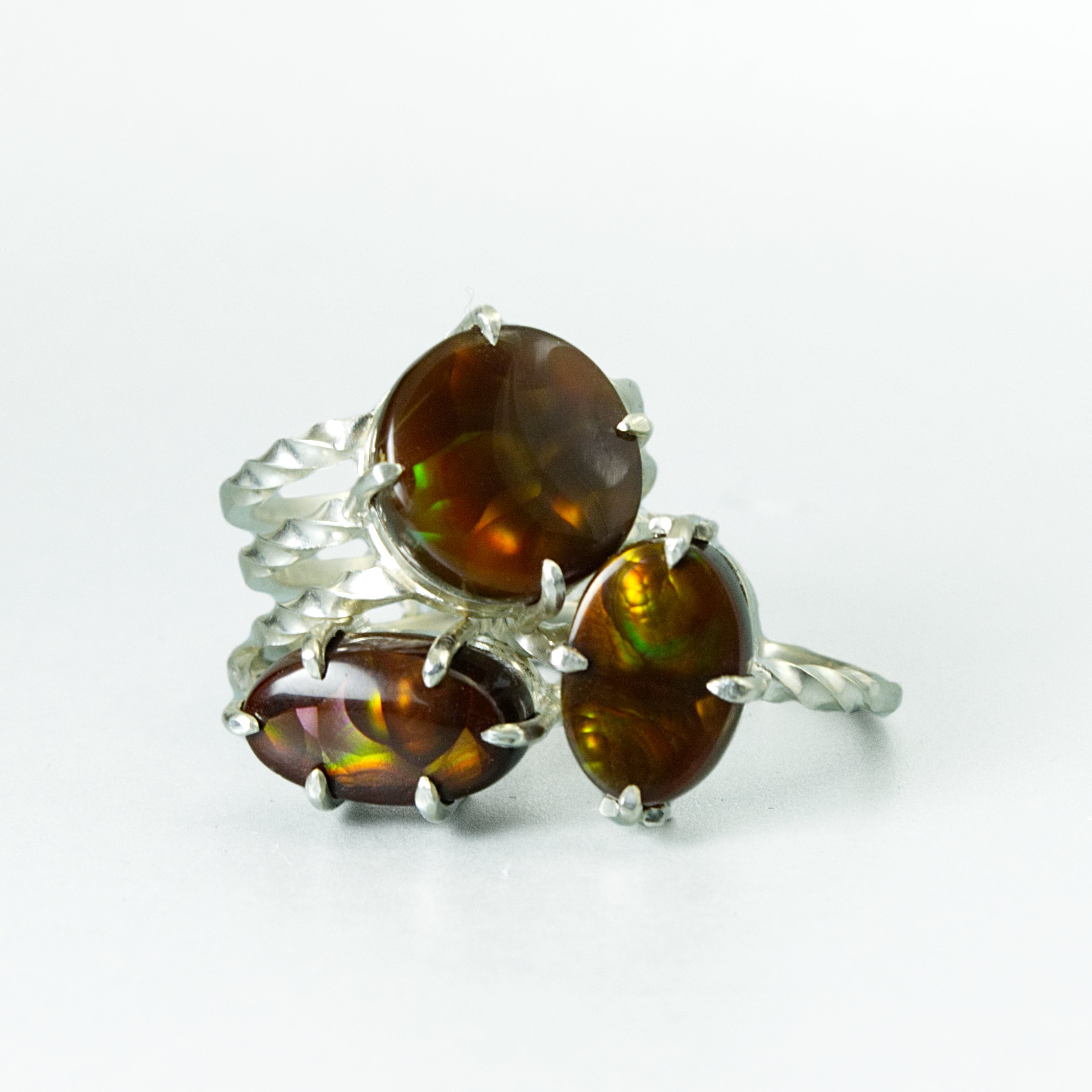 Fire Agate Twist Ring #1 - Size 6.5