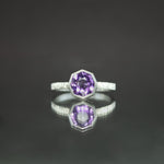 Amethyst Octagon Coined Ring - Size 7