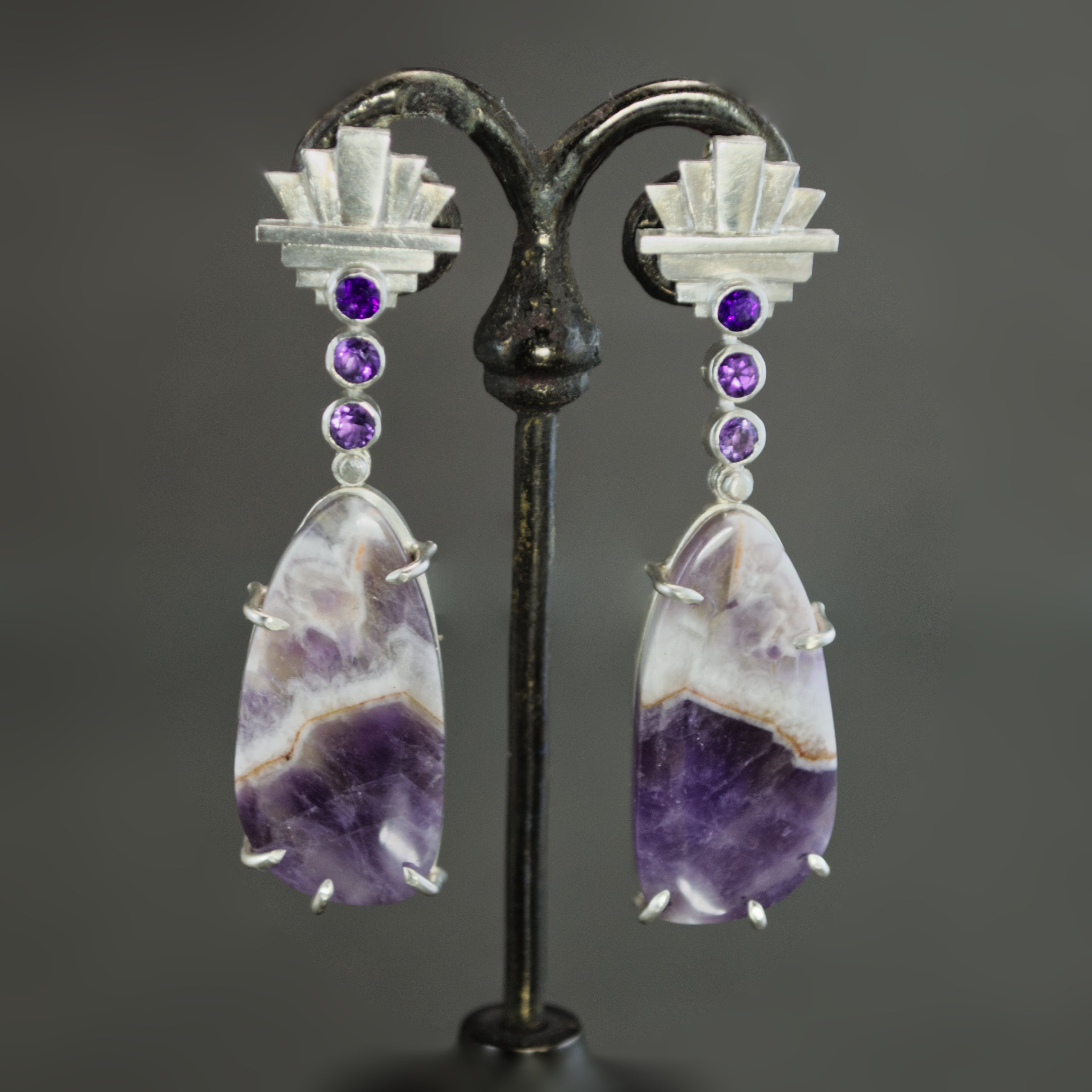 Chevron Amethyst Ombre Dangles