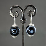 Large Bulls-Eye Agate Asymmetrical Dangles