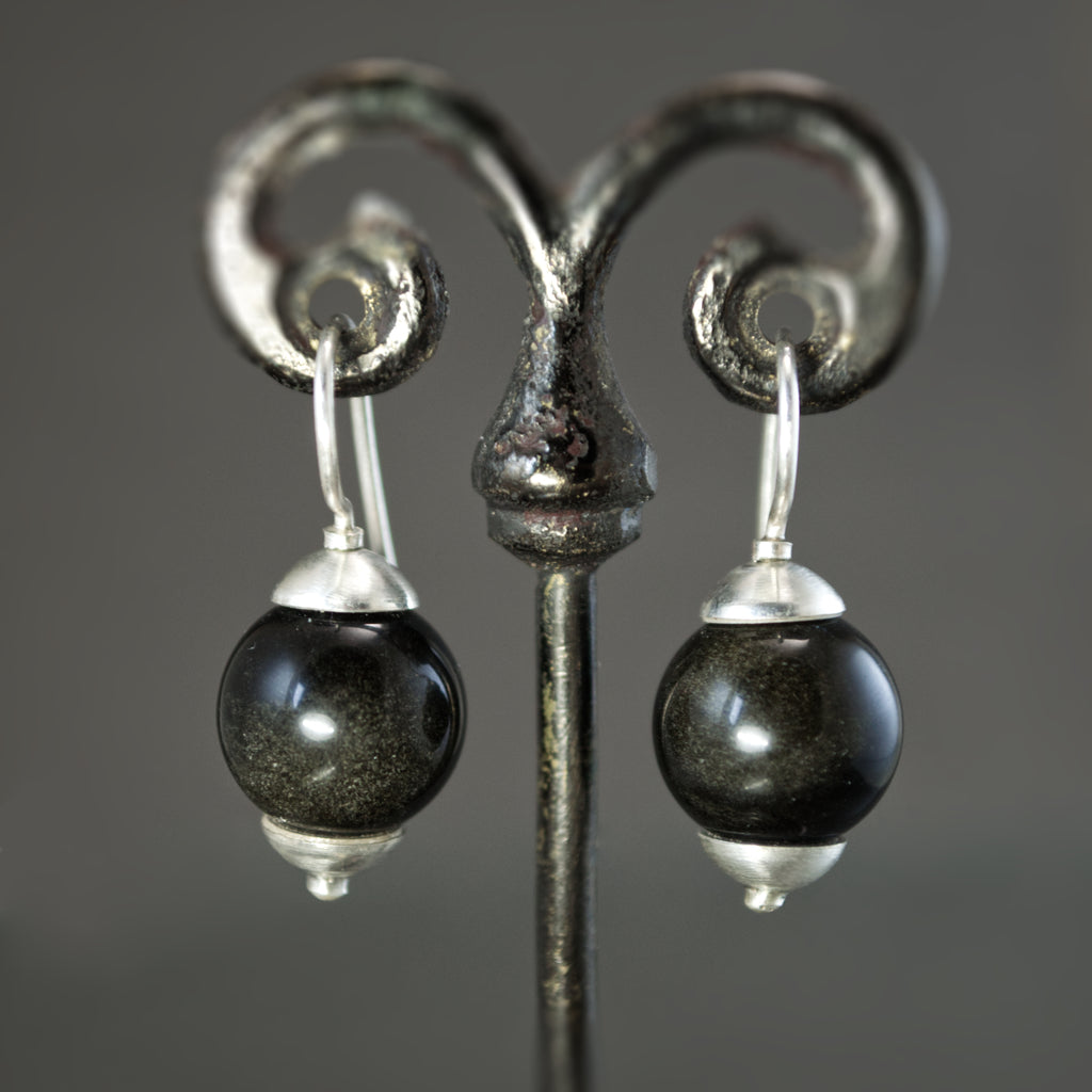 Golden Sheen Obsidian Dangles