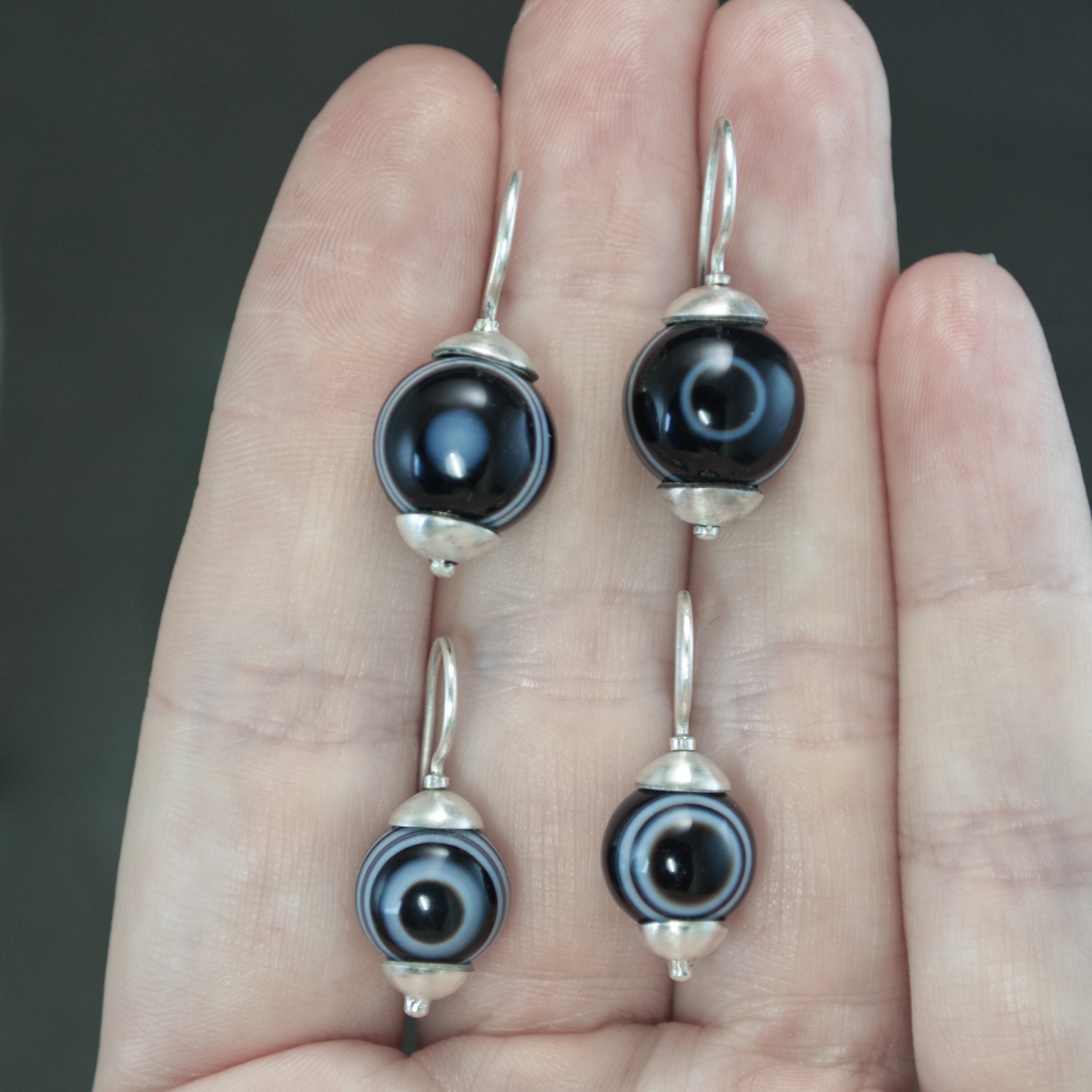 Bulls-Eye Agate Dangles