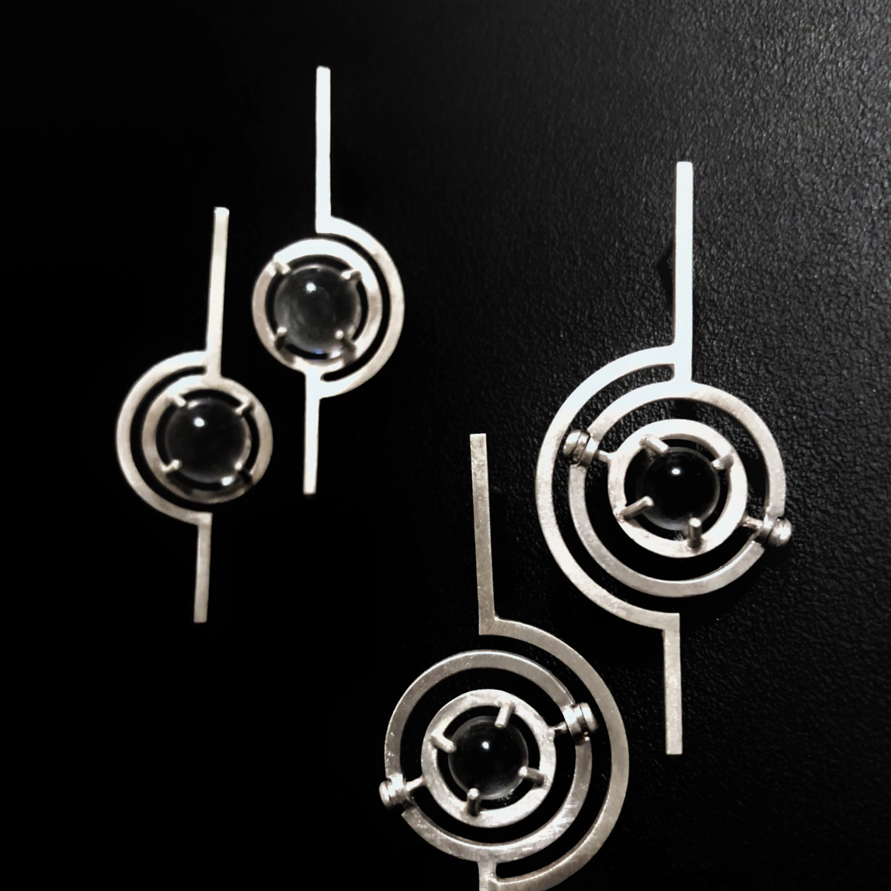 Kinetic Art deco steampunk earrings