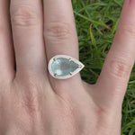 Aquamarine Teardrop Scaffold Ring - Size 6.5