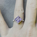 Amethyst Square Coined Ring - Size 7