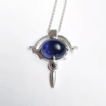iolite and purple spinel architectural pendant 